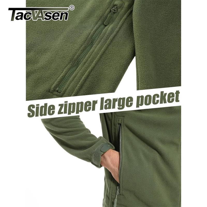 TACVASEN Fall Winter Men's Hooded Fleece Jacket Full Zip Up Soft Warmth Windproof Coat Outdoors Working Hiking Fishing Outerwear