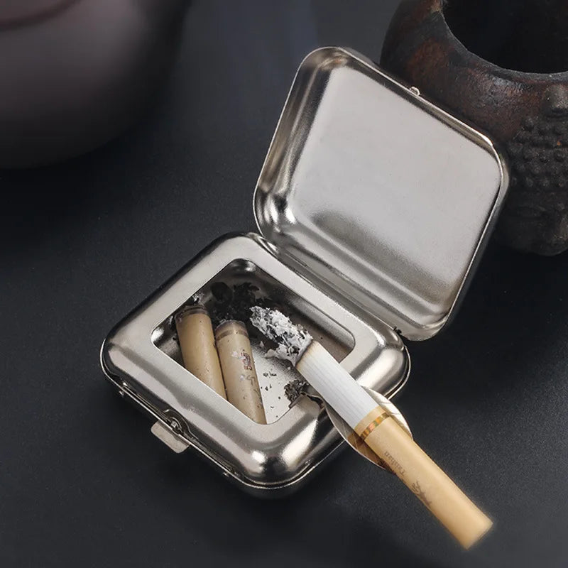 1PC Small Outdoor Pocket Ashtray Creative Car Smoking Accessories, Portable Mini Metal Ashtray, cigar ashtray