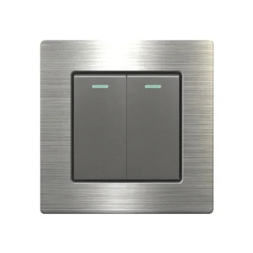 Metal grey Eu wall light switch,Stainless steel universal usb rechargeable electrical socket,220V dimmer speed control switch