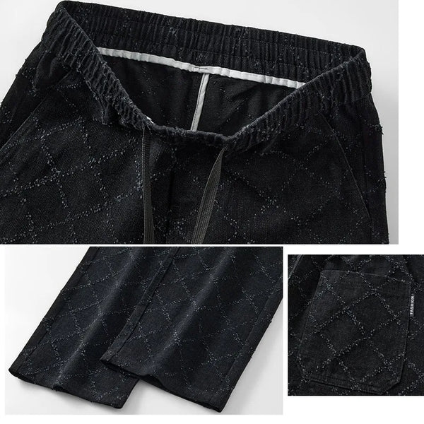 Men's Loose Fit Joggers with Drawstring Waist – Comfortable Diamond Plaid Casual Pants for Fall Daily Wear