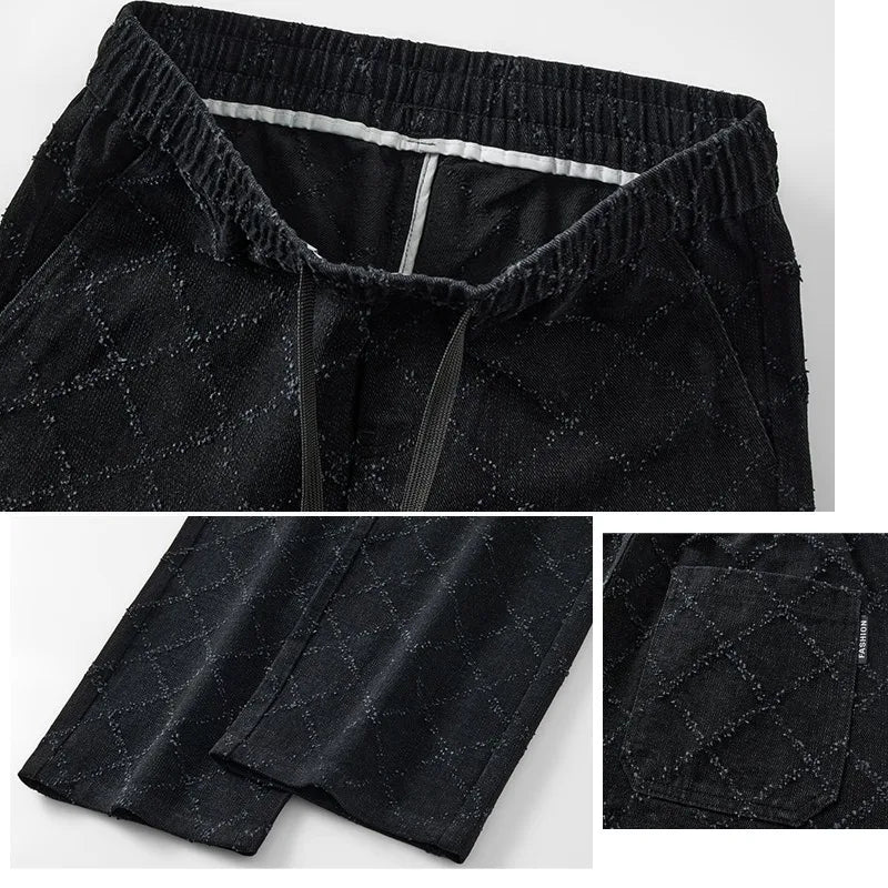 Men's Loose Fit Joggers with Drawstring Waist – Comfortable Diamond Plaid Casual Pants for Fall Daily Wear