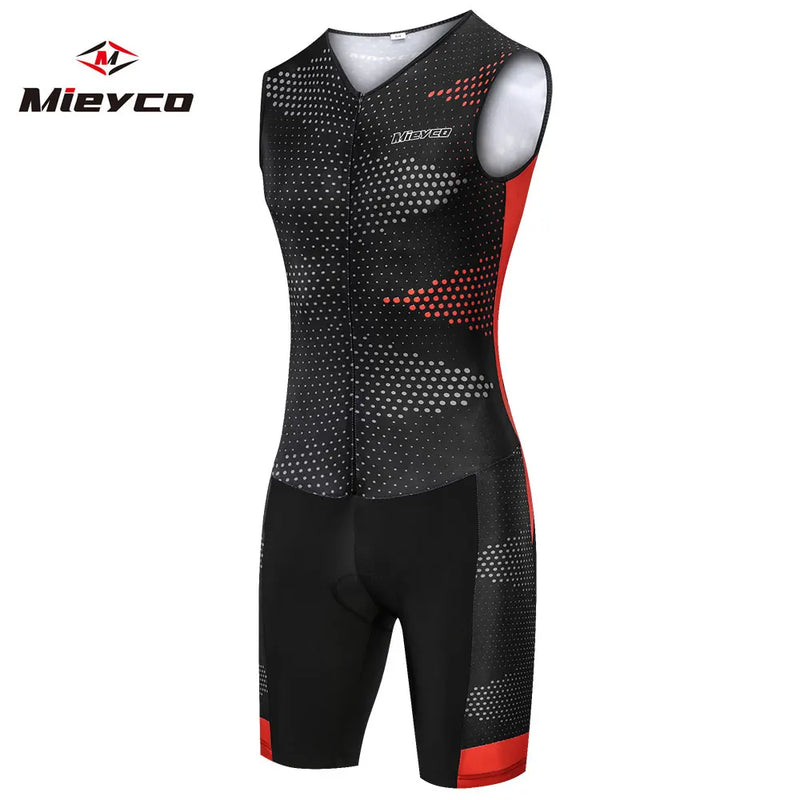 Men's Pro Team Triathlon Suit One Piece Skinsuit Quick Dry Breathable Cycling Running Swimming Racing Sportswear