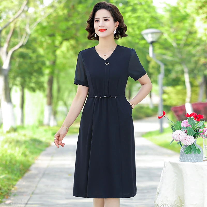 រ៉ូបរដូវក្តៅ Chiffon Beach Midi រ៉ូប Vintage Boho Floral Sundress ឆើតឆាយសម្រាប់ស្ត្រី Bodycon Party Vestidos