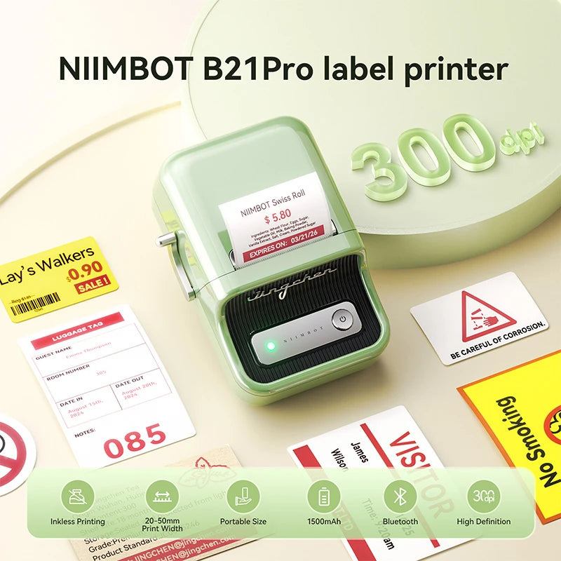 NiiMbot B21 Pro Thermal Printer Red Black Label Paper 300 DPI High-definition Printing Sticker for Warning Signs Supermarket