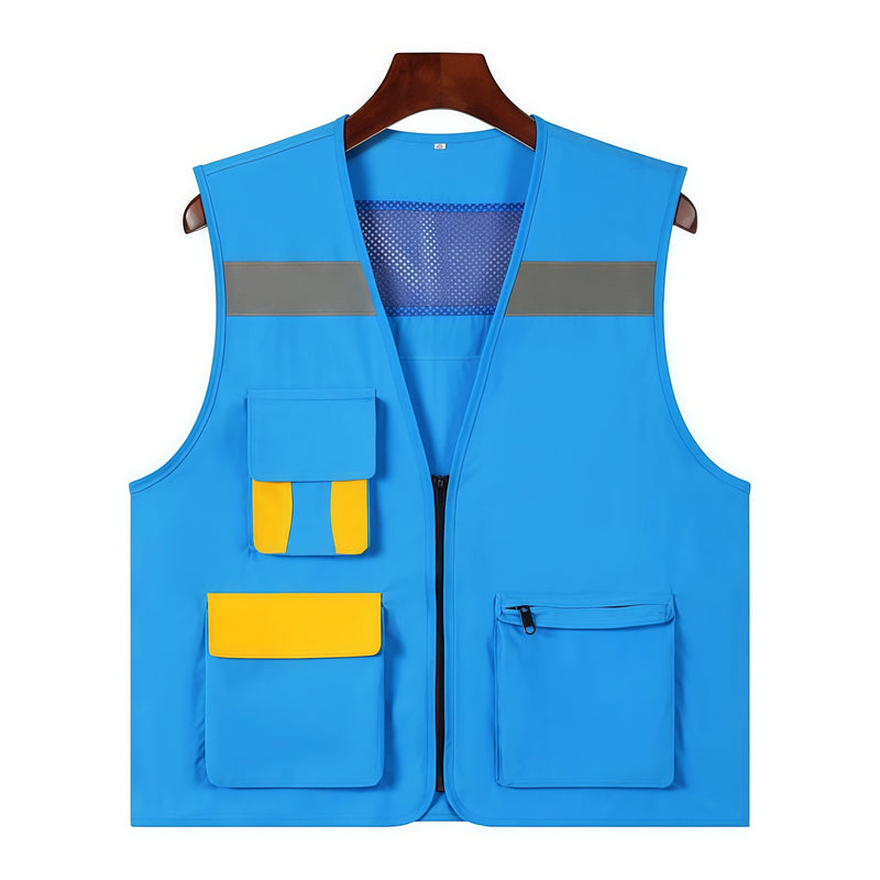 2026 New Vest for driving multi-pocket night protective sports vest breathable mesh coat work clothes printed logo