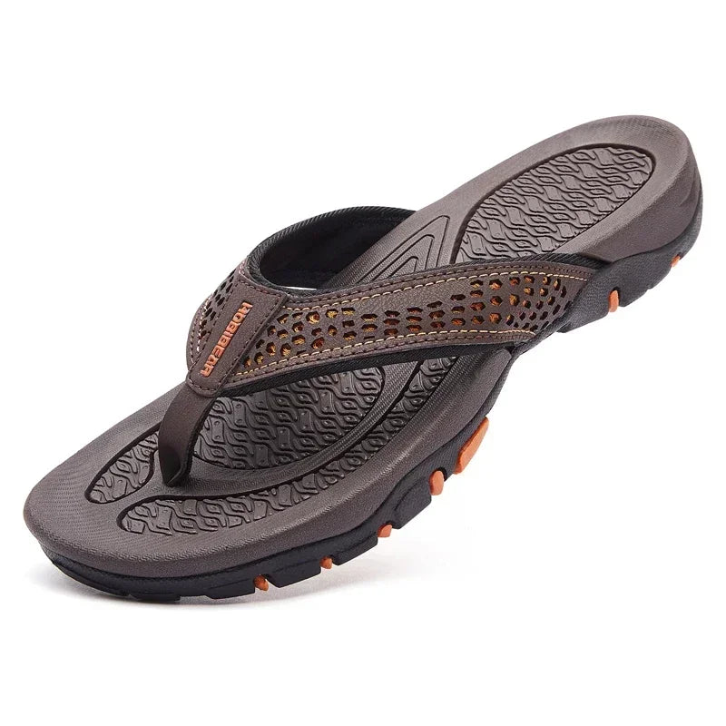Summer Hot Sale Mens Flip Flops Plus Big Size 49 50 51 52 Leather Slippers Sandals Flip-Flop Beach Shoes Outdoor Hard Outsoles