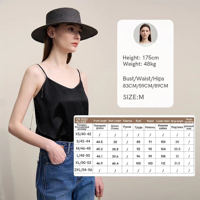 អាវក្រៅ Amii Casual Cami សម្រាប់ស្ត្រី រដូវក្តៅ ឆ្នាំ២០២៦ អាវក្រៅខ្សែសង្វាក់ថ្មី ដៃខ្លី សាមញ្ញ ត្រង់ អាវក្រៅស្ត្រី Acetate Strap Spaghetti Strap Tank 12641045