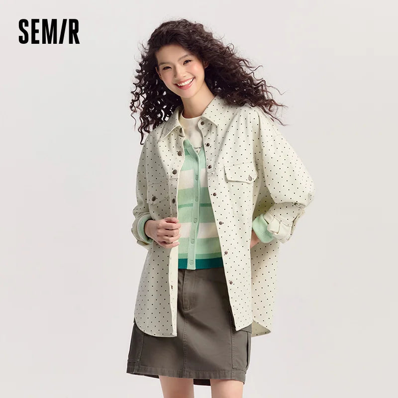Semir Retro Shirt Women Long Sleeve Mid Length Drop Shoulder Oversize Fleece Minimalist Loose Slouchy Casual Blouse Spring