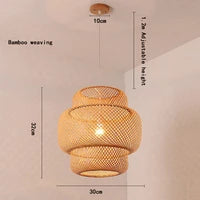 Japanese Style Pendant Light, Handmade Rattan Chandelier, Natural Woven Bamboo Wooden Lamp for Restaurant Cafe Home Decoration