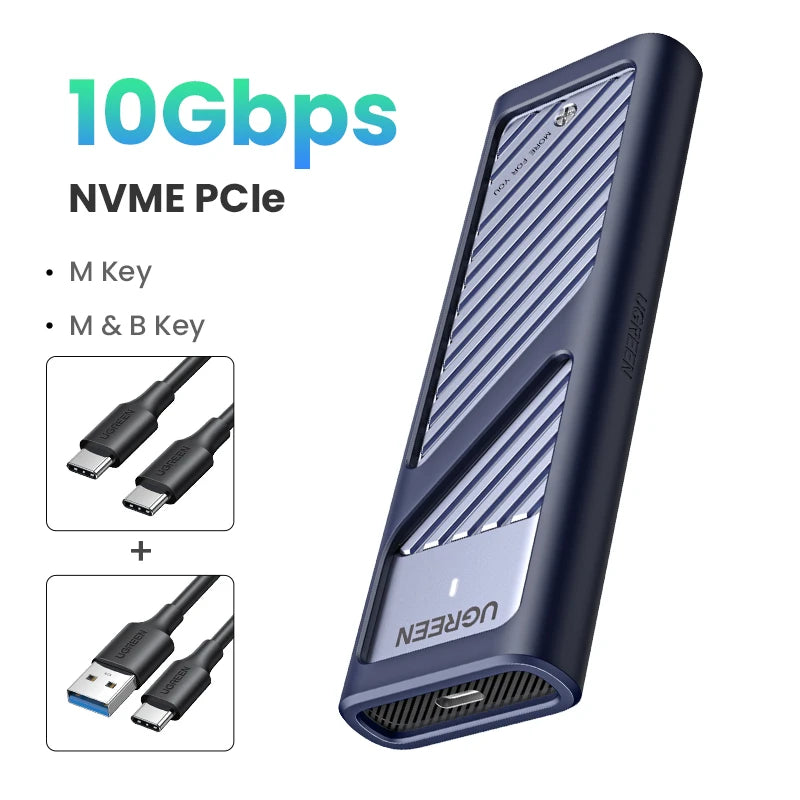 UGREEN M.2 NVMe SSD Enclosure NVMe SATA to USB 3.1 Gen2 10 Gbps NVMe PCI-E  Dual ProtocolM.2 SSD Case Support UASP For Hard Disk