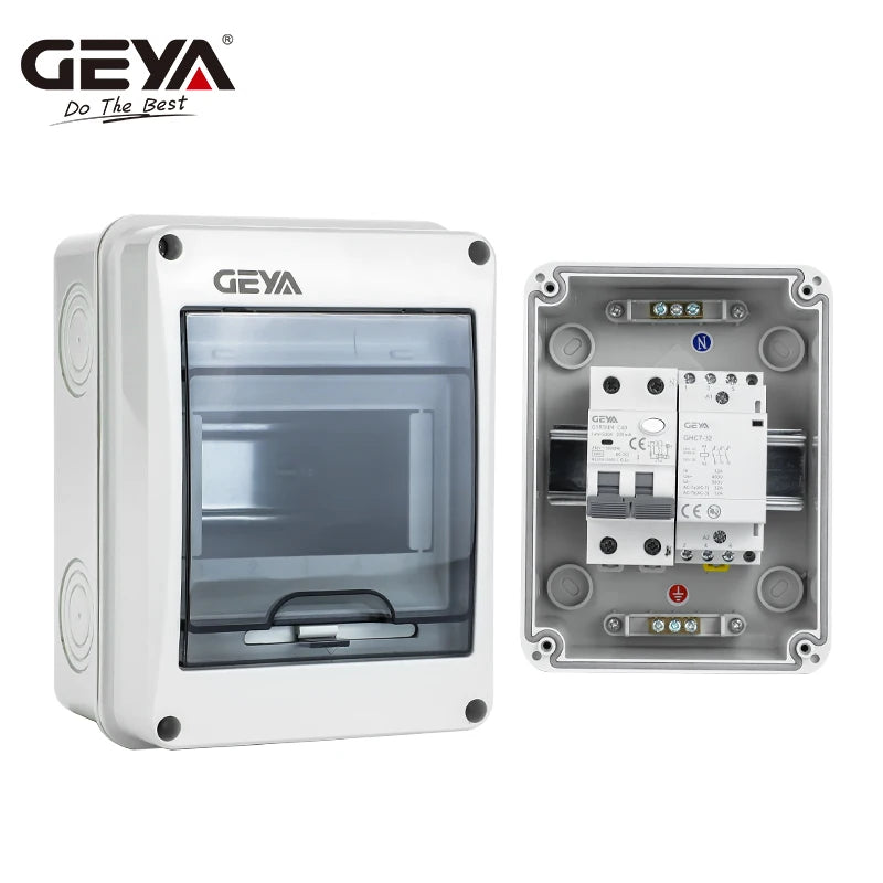ប្រអប់ចែកចាយអគ្គិសនី GEYA 5/8Ways ការពារទឹកជ្រាប ជាមួយនឹងប្រអប់ខ្សែភ្ជាប់ប្លាស្ទិក MCB សម្រាប់ឧបករណ៍បំបែកសៀគ្វី