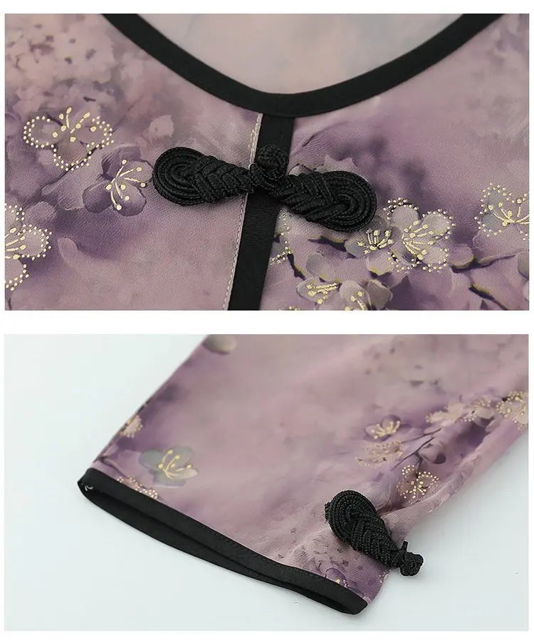 ឈុតគេងកប្បាសប៉ាក់ទំហំ XL-5XL សម្រាប់ស្ត្រីបោះពុម្ពបែបបុរាណ សម្លៀកបំពាក់ម្តាយវ័យកណ្តាល រដូវផ្ការីក រដូវស្លឹកឈើជ្រុះ ធម្មតា សម្រាប់គេងនៅផ្ទះ ឈុតពីរដុំ