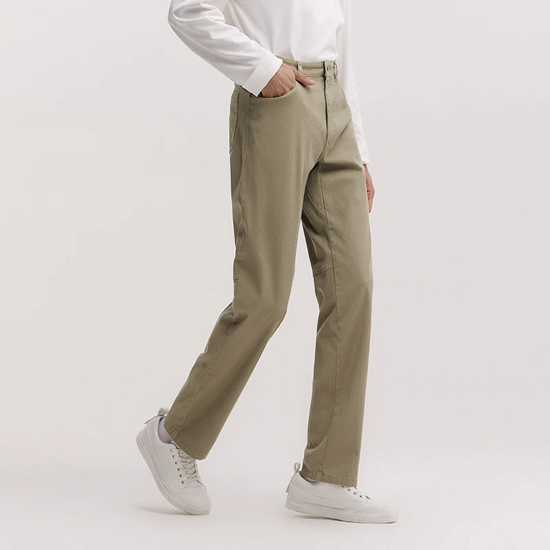 Semir Comfort Pants Men Spring Solid Color Versatile Straight Leg Minimalist Fashion Back Elastic Waist Long Trousers