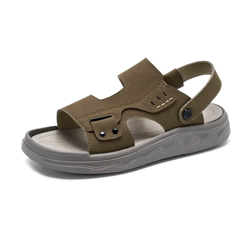 Summer Outdoor Retro Sandals Men Genuine Leather Sandals Beach Sandalias Hombre Verano Sandale Homme