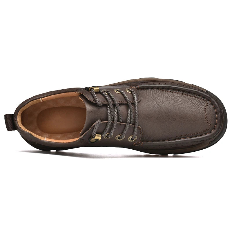 Mens Genuine Leather Oxford Shoes Cow Leather Lace Up Business Casual