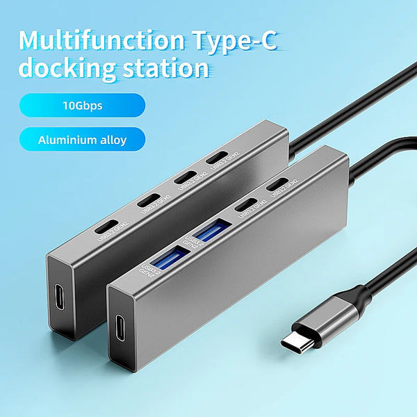 អាដាប់ទ័រ USB ប្រភេទ C ៤ រន្ធ Blueendless USB 3.2 ជំនាន់ទី ២ ល្បឿន 10Gbps ល្បឿនលឿន ៤ ក្នុង ១ សម្រាប់កុំព្យូទ័រយួរដៃចល័ត អាដាប់ទ័រជាមួយរន្ធសាក 5V