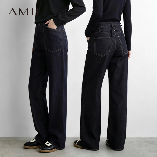 ខោខូវប៊យ Amii របស់ស្ត្រី Vintage Straight Leg Jeans Casual Slimming Denim Long Pants 2026 ខោរដូវស្លឹកឈើជ្រុះសម្រាប់ស្ត្រី 12642222