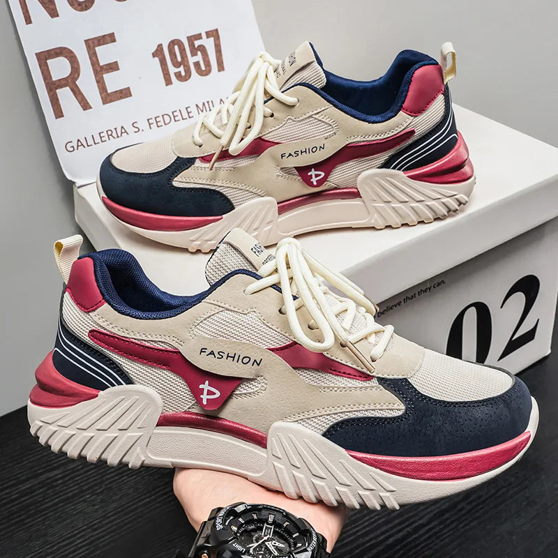 Men's fashion mesh upper casual shoes four seasons new breathable light soft-sole anti-slip comfort outdoor sports walking shoes
