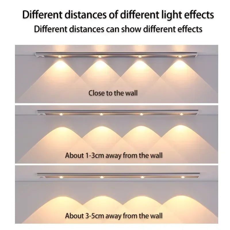 3 in 1 Under Cabinet Lights Wireless Lamp with Motion Sensor Night Lights for Kitchen Bedroom Wardrobe Closet Desk 20/30/40/50CM