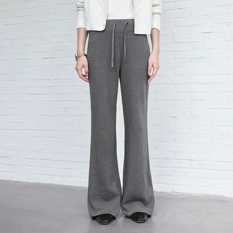 Semir Women Casual Pants High Waist Brushed Fleece Sport Style Wide Leg 2026 New Winter Daily Wear Urban Casual Style