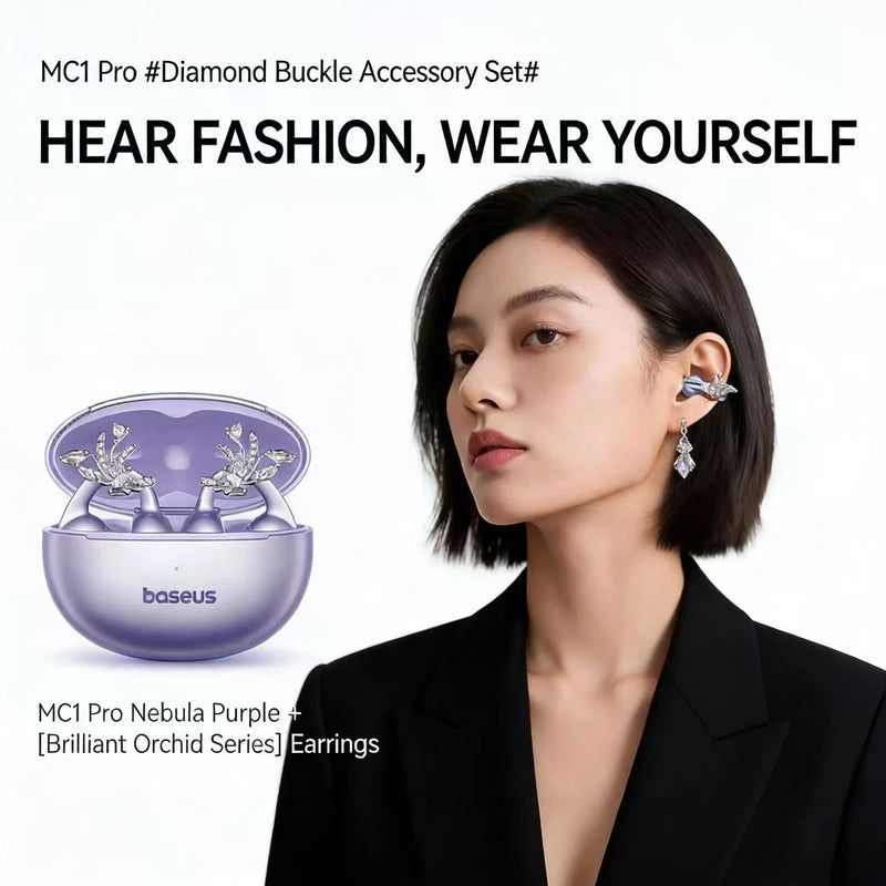 កាសស្តាប់ត្រចៀកឥតខ្សែ Baseus MC1 Pro កាសស្តាប់ត្រចៀកប៊្លូធូសបើកត្រចៀក IP67 ការពារទឹកជ្រាប ENC សំឡេងរំខាន កាសស្តាប់កីឡា លេងបានយូរ