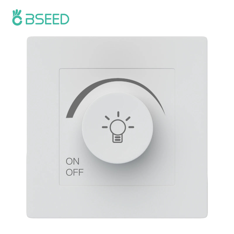 BSEED Dimmer Light Switch Rotary Knob Switch With Wall Socket USB Type-C Outlets Switch ON OFF Frame 220V