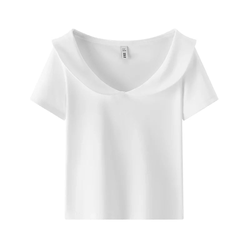 Semir Womens Polo 2026 Short Style Solid Color Doll Lapel Short Sleeve Regular Shoulder Slim Gentle Casual