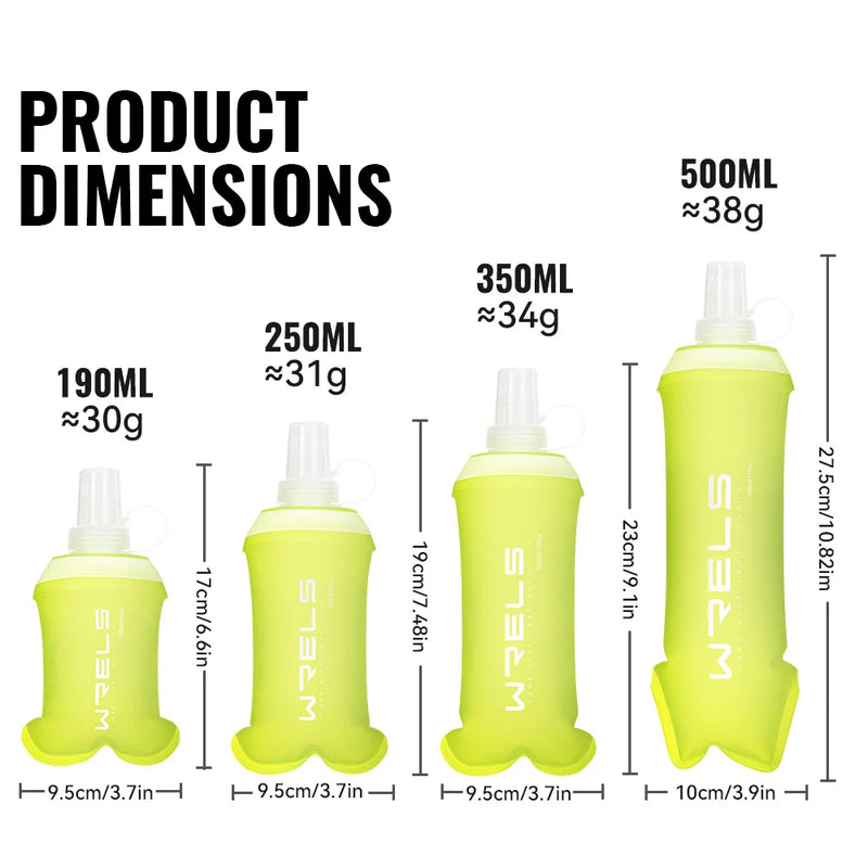 WRELS TPU Soft Folding Water Bottle BPA-Free Collapsible Flask Running Camping Hiking Travel Convenient Lightweight Water Bottle