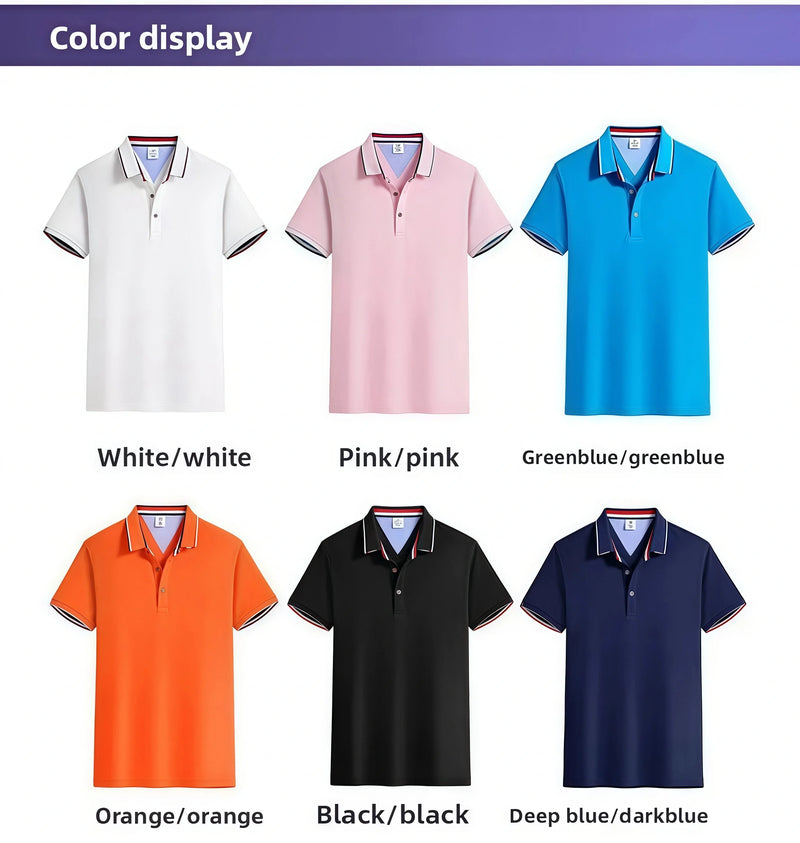 Summer Casual Loose Fit  Short Sleeve Polo Shirts  Customizable Corporate  Logo Printed Work Uniforms for Men And Women