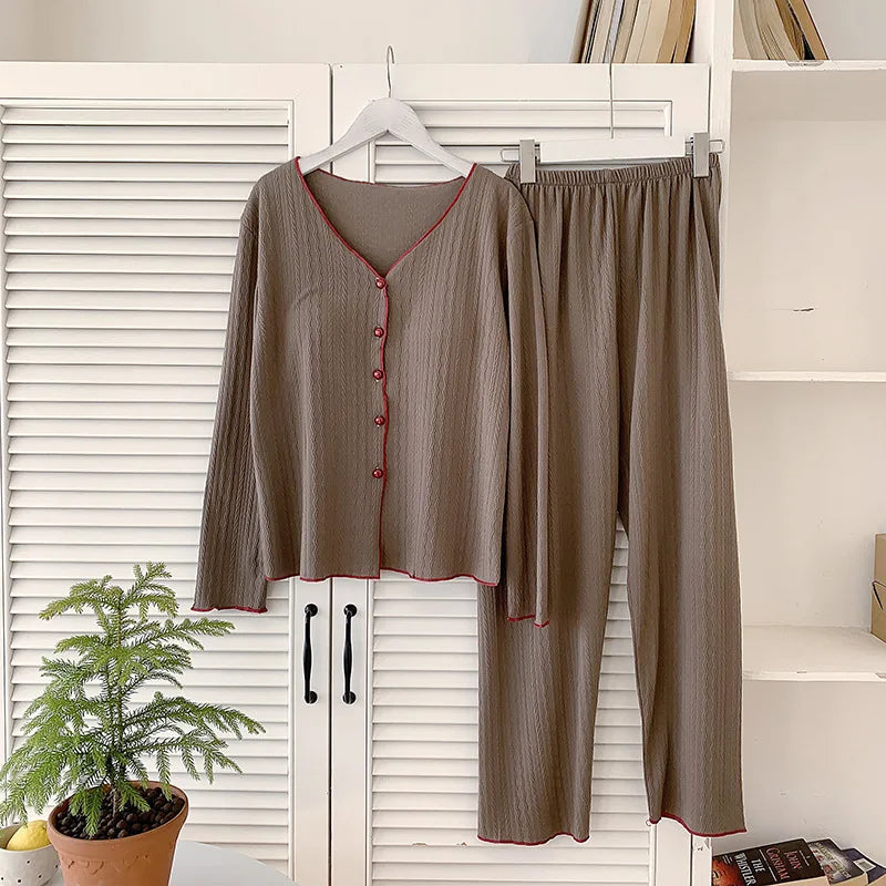 Spring and Autumn Women's Loungewear Chest Pads Home Wear Pajamas for Woman Nightwear Pyjama Set Lounge Wear Pijama Sleepwear