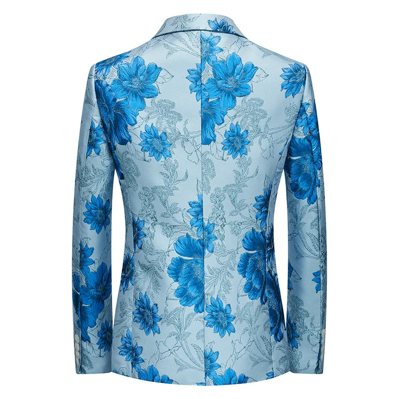 2026 Men's Blue Embroidered Two-Piece, Red Slim Fit Suit Jacket and Trousers Red Green Blazers Coat with Pants, Asian Size 6XL