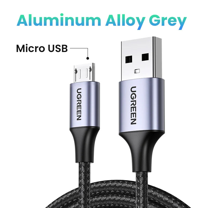 Ugreen Micro USB Cable 2A Nylon Fast Charging USB Cable for Samsung Xiaomi HTC USB Charger Data Cable Mobile Phone Cable