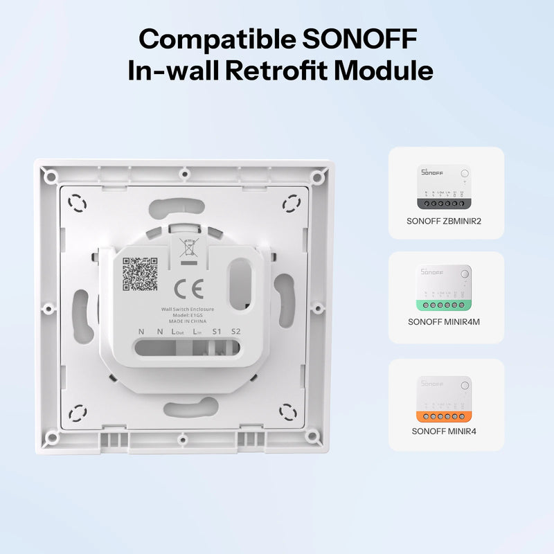 SONOFF E1GS Wall Switch Enclosure PC Material Ultra-Slim Design Installation Enclosure For Fusion Series MINIR4/MINIR4M/ZBMINIR2