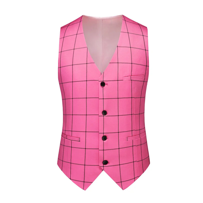 2026 New Men's Business Casual Sleeveless Vest Coat, Black and White Plaid Vests - Asian Size Slim-Fit Waistcoat. New 2026