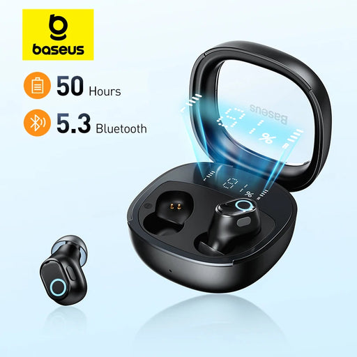 Baseus WM02 Plus TWS Wireless Earphones Bluetooth 5.3 Headphones 50h Long Battery Life LED Digital Display Touch Control Earbuds