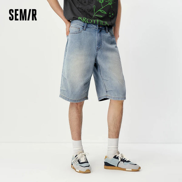 ខោខ្លីបុរស Semir ស្រាលត្រជាក់បែប Vintage ខោ Denim បោកគក់ប្រវែងជង្គង់ រដូវក្ដៅឆ្នាំ 2026 រលុងត្រង់