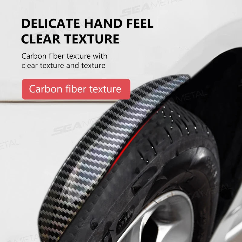 SEAMETAL 4pcs Wheel Eyebrow Anti-collision Strips Decorative Sticker Black/Carbon Fiber Decorative Strips Anti-scratch Mud Guard