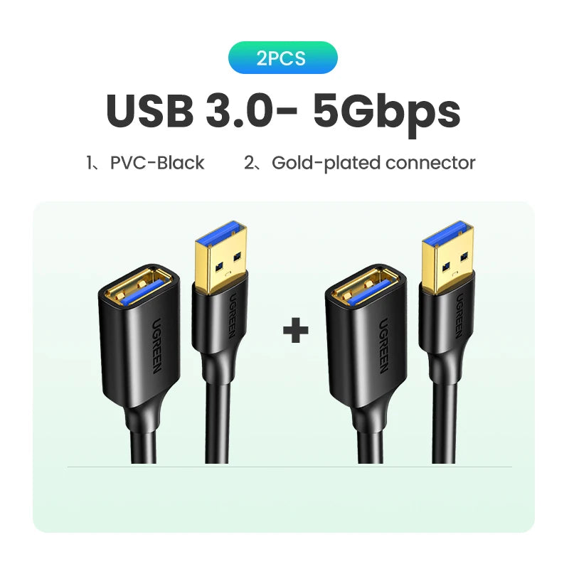 UGREEN USB Extension Cable USB 3.0 Cable for Smart Laptop PC TV Xbox One SSD USB 3.0 2.0 Extender Cord Mini Fast Speed Cable