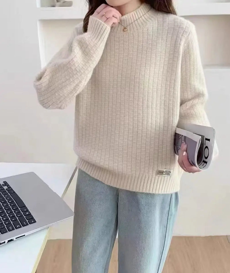 Knitwear Woman Clothes New Half Turtleneck Warm Pullover Tops Spring Autumn Women's Sweater Knitting Jumper Female Clothing