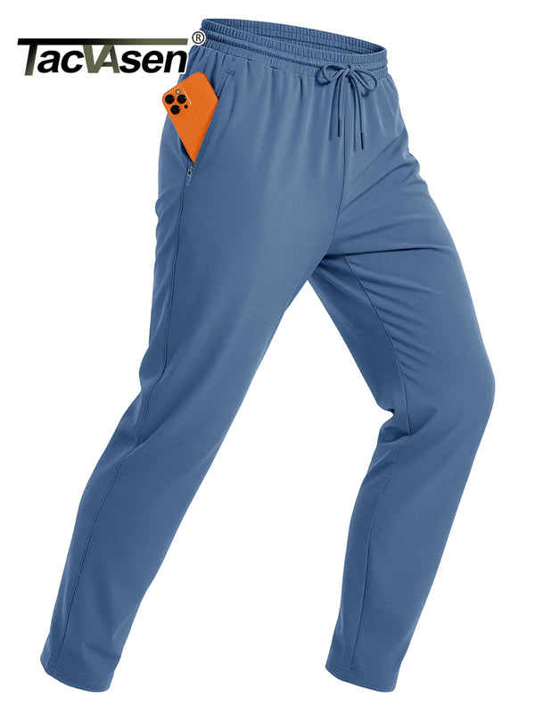 TACVASEN Men's Tapered Sweatpants with Zip Pockets Lightweight Quick Dry Running Jogging 4-Way Stretch Gym Track Athletic Pants