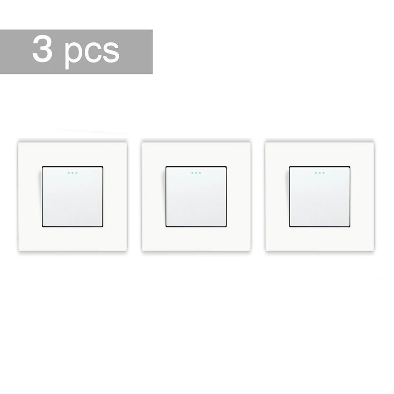 BSEED 3Packs 1Gang 3Way Mechanical Button Light Switch Intermediate Switch Plastic Frame Wall Light Cross Switch 10A 250V
