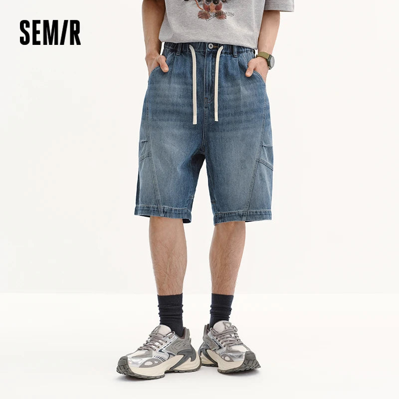 Semir Men Pants Denim Loose Waist Binding Elastic Drawstring Casual Style Soft Comfortable Daily Wear 2026 Summer Fashion Top