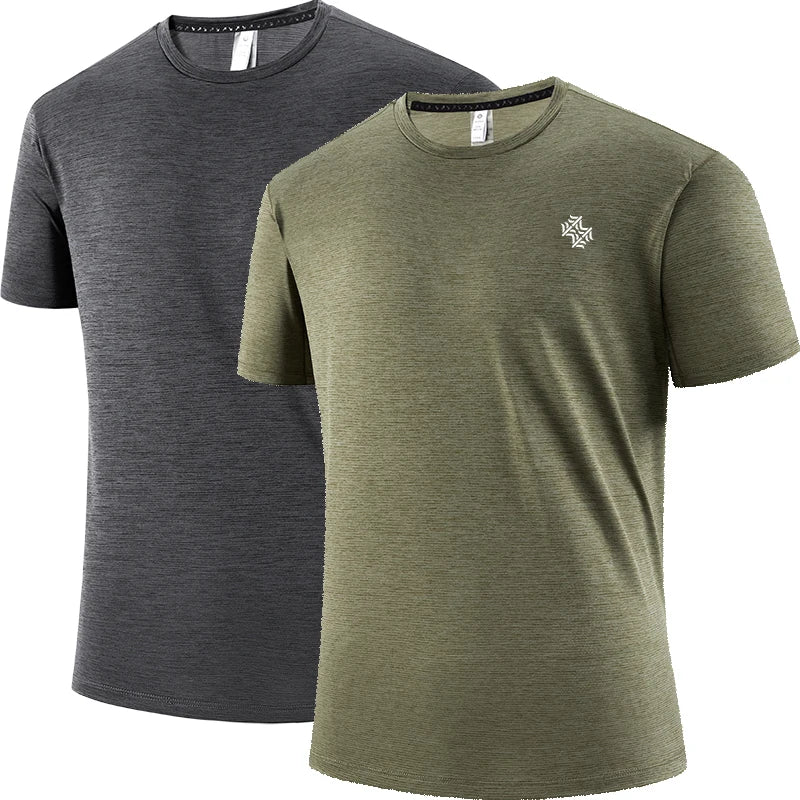 2pcs Quick Drying Men's Running T-shirt Fitness Sports T Shirt Gym Training Tees Breathable Jogging Casual Sportswear Unisex Top