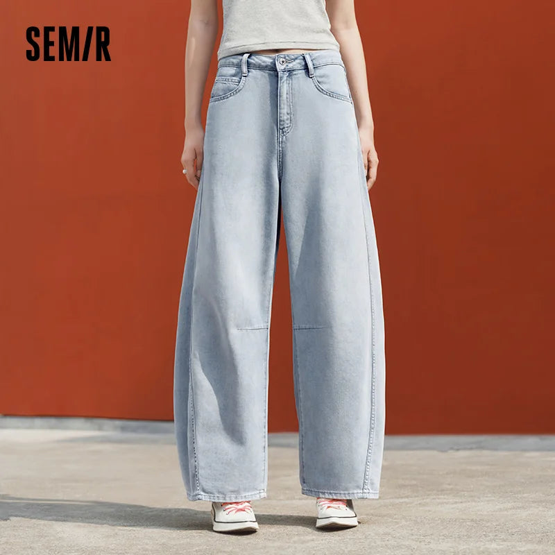 Semir Women Jeans Panelled 2026 3D Cut Floor Length Cooling Antibacterial Wide Leg Urban Casual Everyday Style Soft