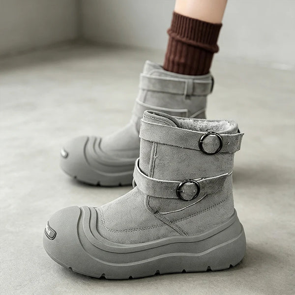 Men women's fashion casual snow boots winter new warm plush high-top cotton boots couple outdoor non-slip comfort walking boots