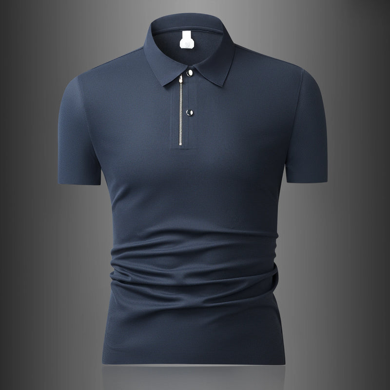 Men's  Waffle Ice Silk Polo Shirt - Cooling & Stretch, Slim Fit, Multi Colors  Breathable, Moisture-wicking  T-shirt.