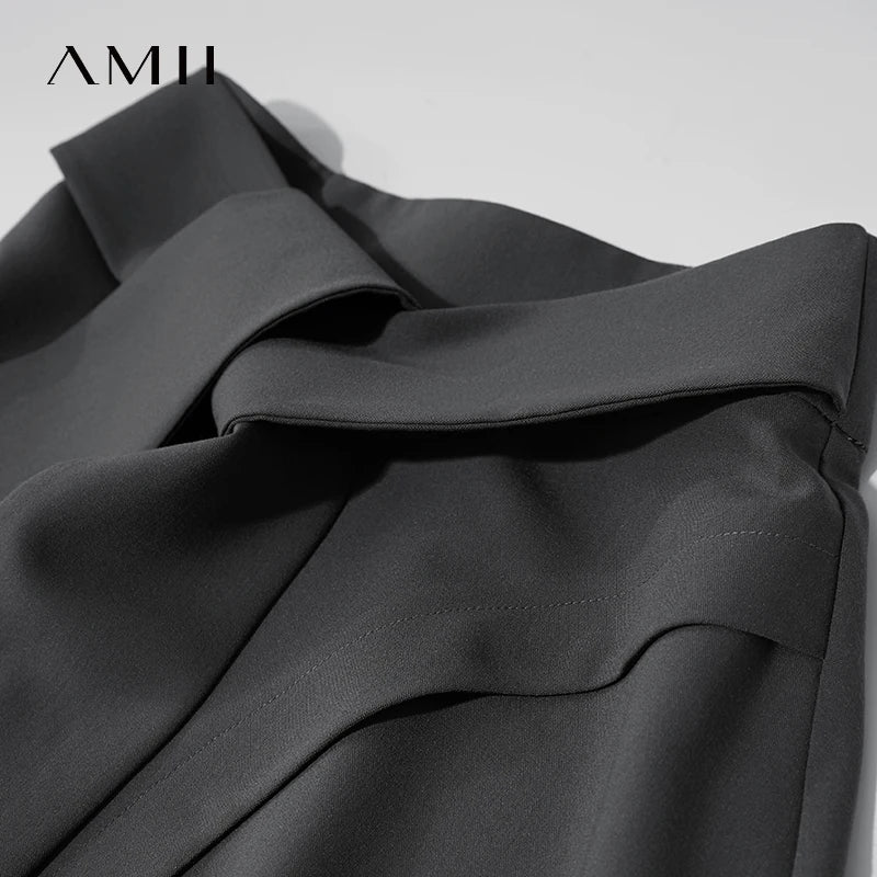 AMII សំពត់ថ្មី Minimalist សម្រាប់នារី រដូវក្តៅ ឆ្នាំ២០២៥ សំពត់រាងអក្សរ A ប្រវែងមធ្យម រលុង មិនស្មើគ្នា ម៉ូដសម្រាប់នារីការិយាល័យ 12542045