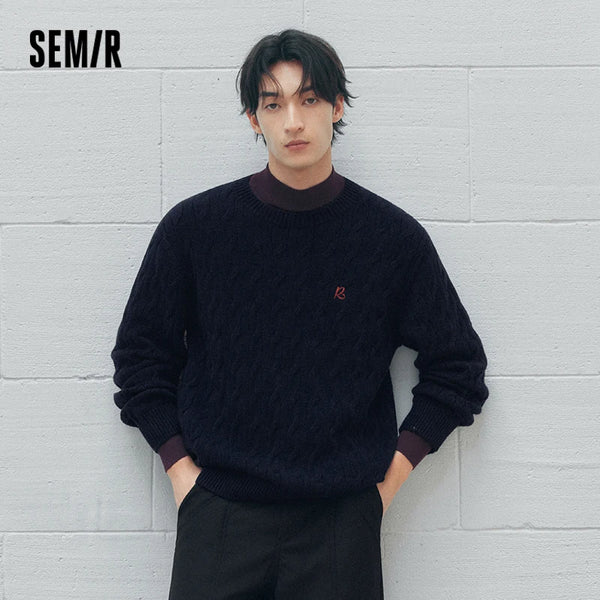 អាវយឺតប៉ាក់ Semir សម្រាប់បុរស រចនាបថបុរាណ ប៉ាក់ដោយខ្សែ ឆ្នាំ២០២៦ សម្លៀកបំពាក់រដូវរងាថ្មី ពាក់ប្រចាំថ្ងៃ រចនាបថទីក្រុង ធម្មតា អាកាសធាតុត្រជាក់ ស្រទាប់