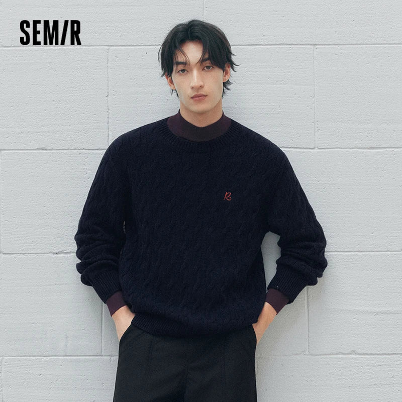 Semir Men Knit Sweater Vintage Style Cable Knit 2026 New Winter Daily Wear Urban Casual Style Cold Weather Layering