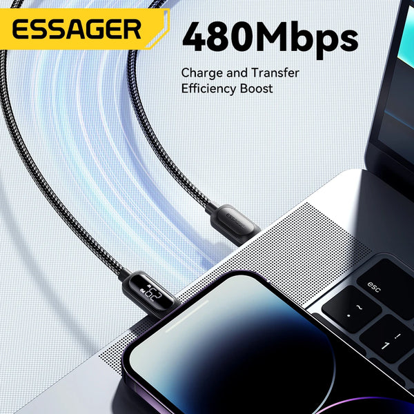 ខ្សែសាក USB Essager សម្រាប់ iPhone 14 13 12 11 Pro Max XS PD 29W សាកថ្មលឿន Type C ទៅ Lighting Data Cord